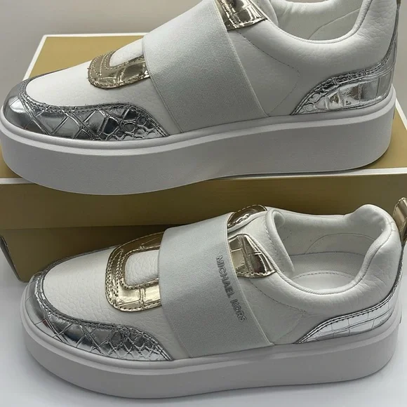 MICHAEL KORS Romey Mixed Media Slip-On Faux Tambled Platform Sneaker
Silver
New - Picture 2 of 16